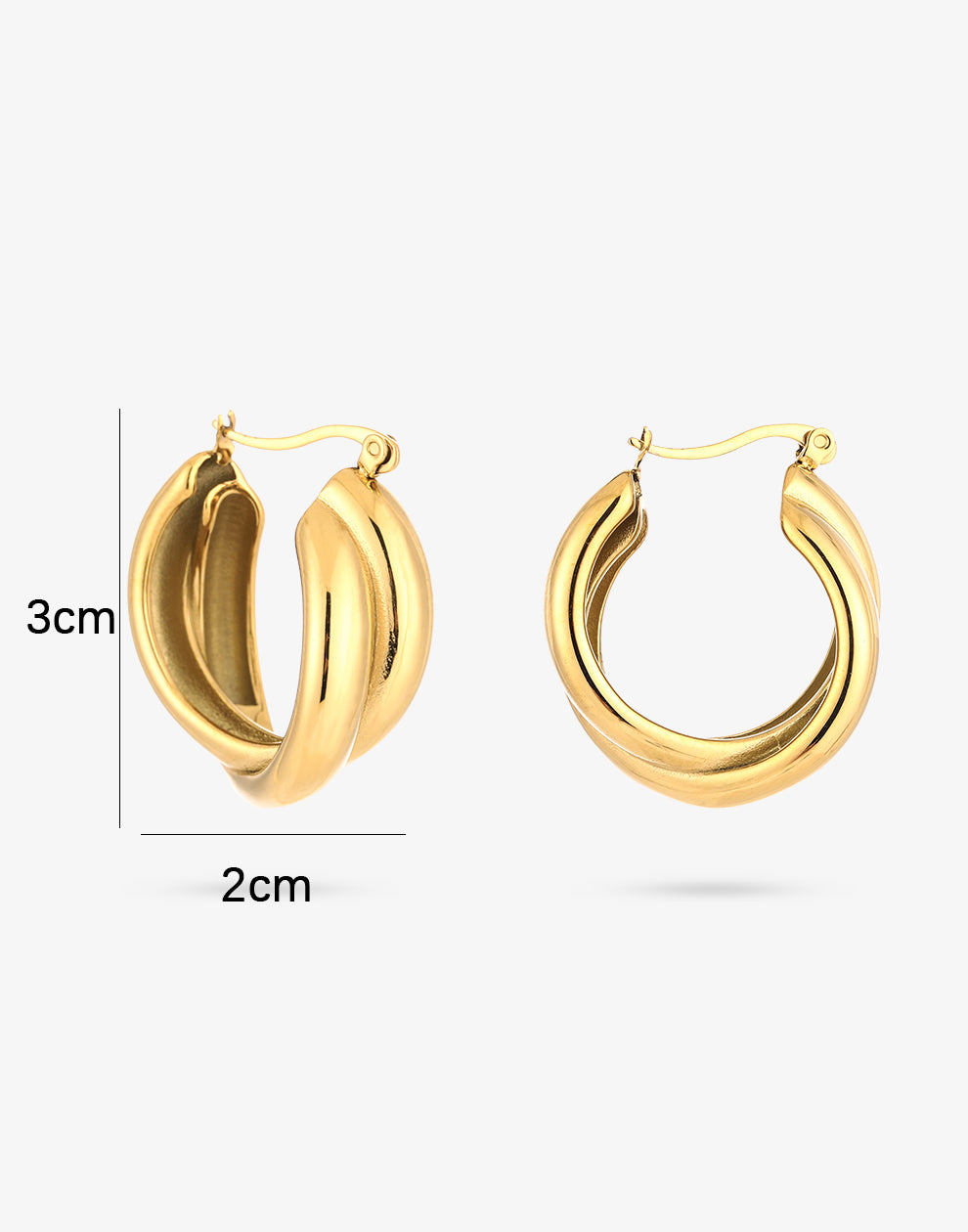 Twisted hoop goudkleurig 30mm