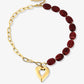 Kralenketting ovaal met schakels hart rood