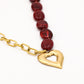 Kralenketting ovaal met schakels hart rood
