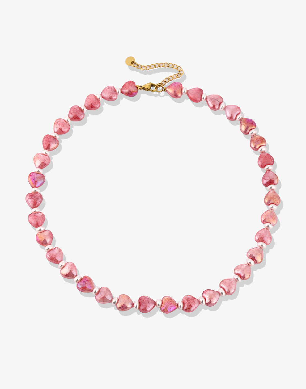 Hartjes kralenketting steen roze