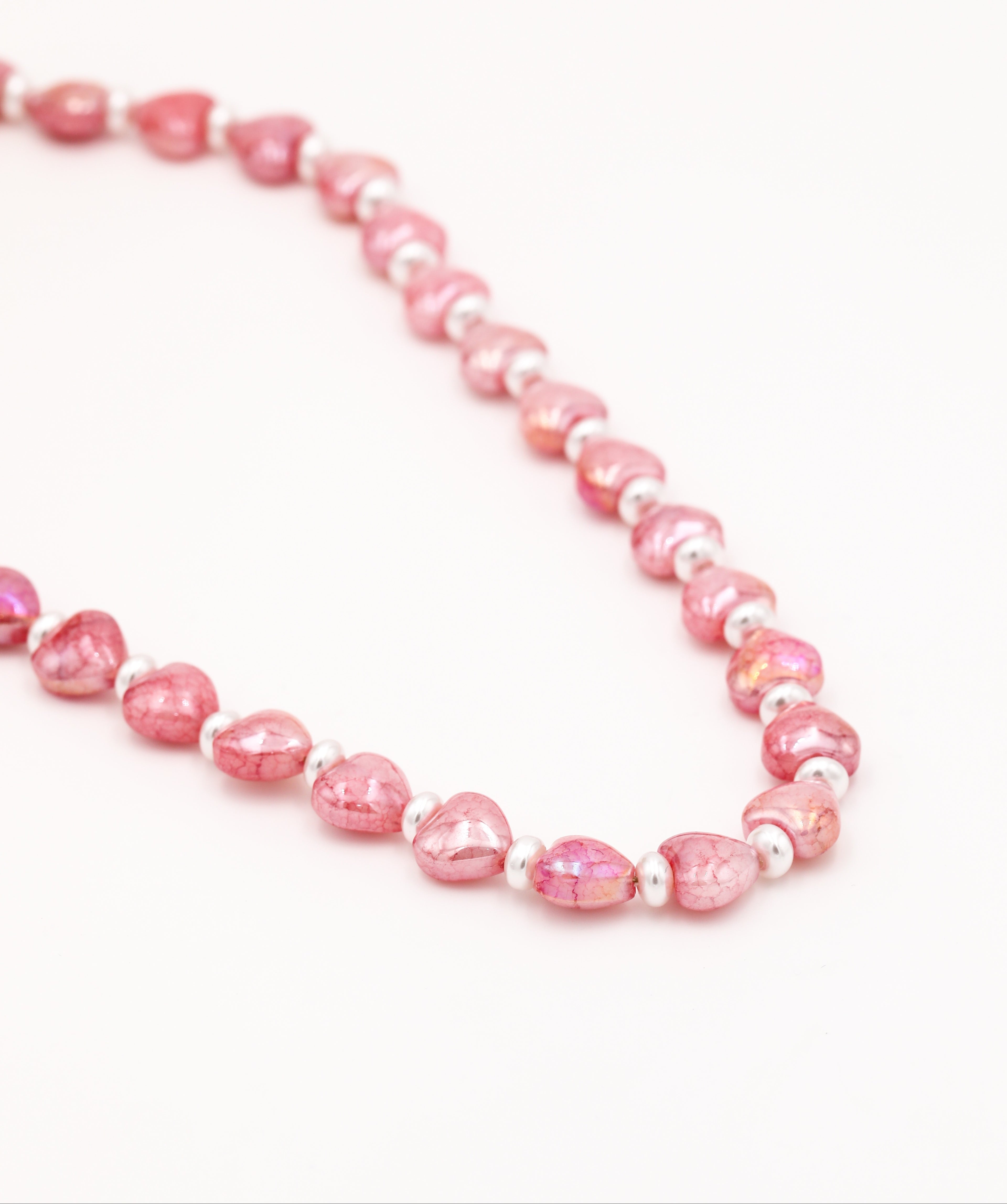 Hartjes kralenketting steen roze