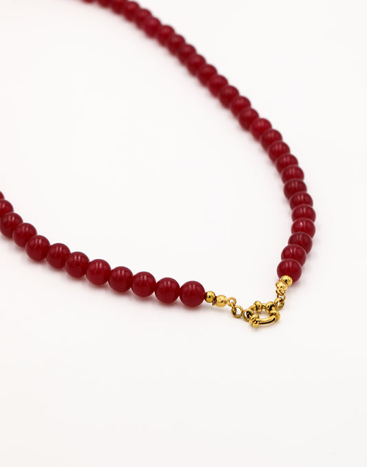 Lange kralenketting bordeaux