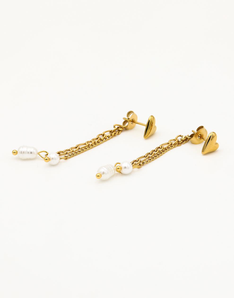 Hartjes studs chain met parels