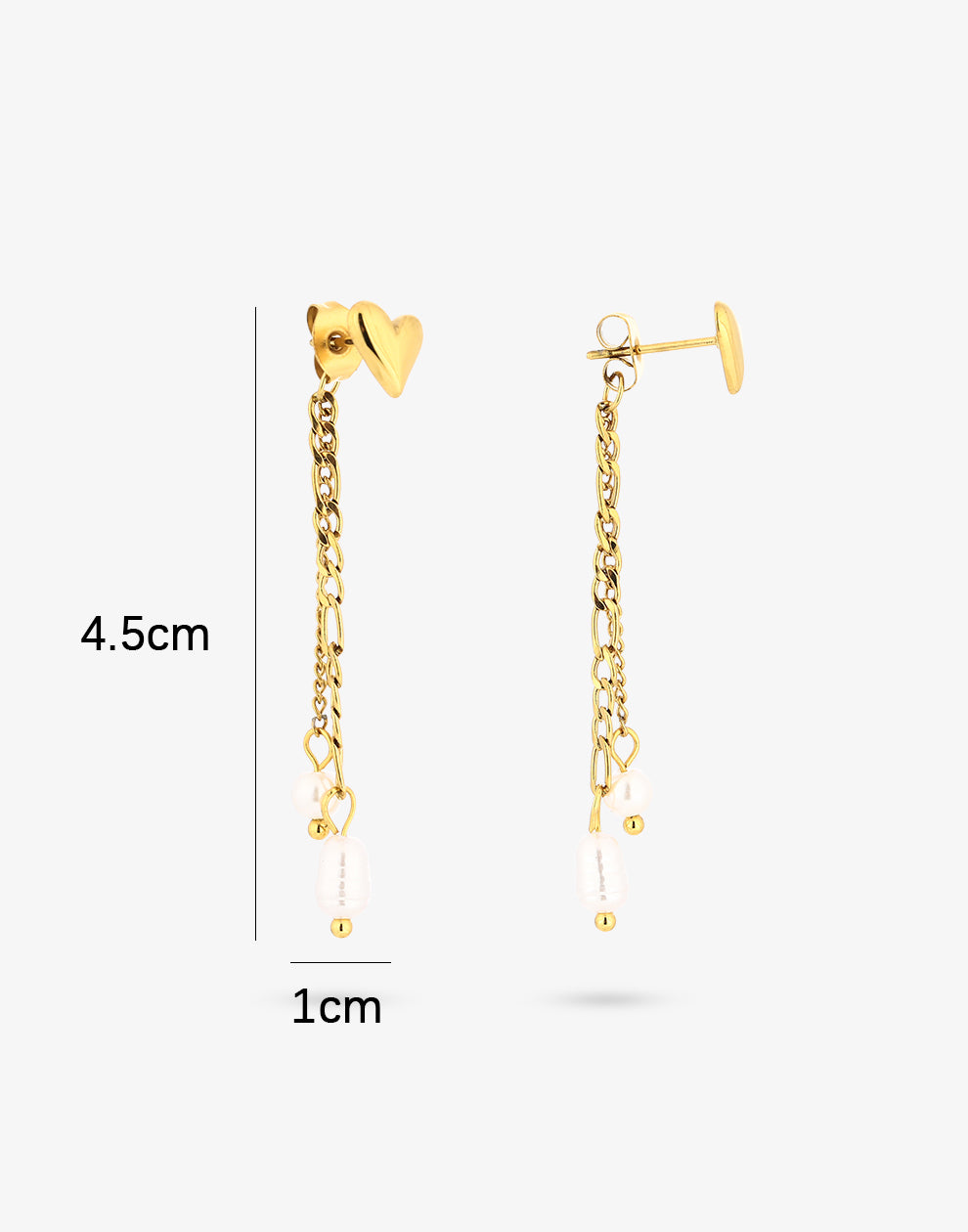 Hartjes studs chain met parels