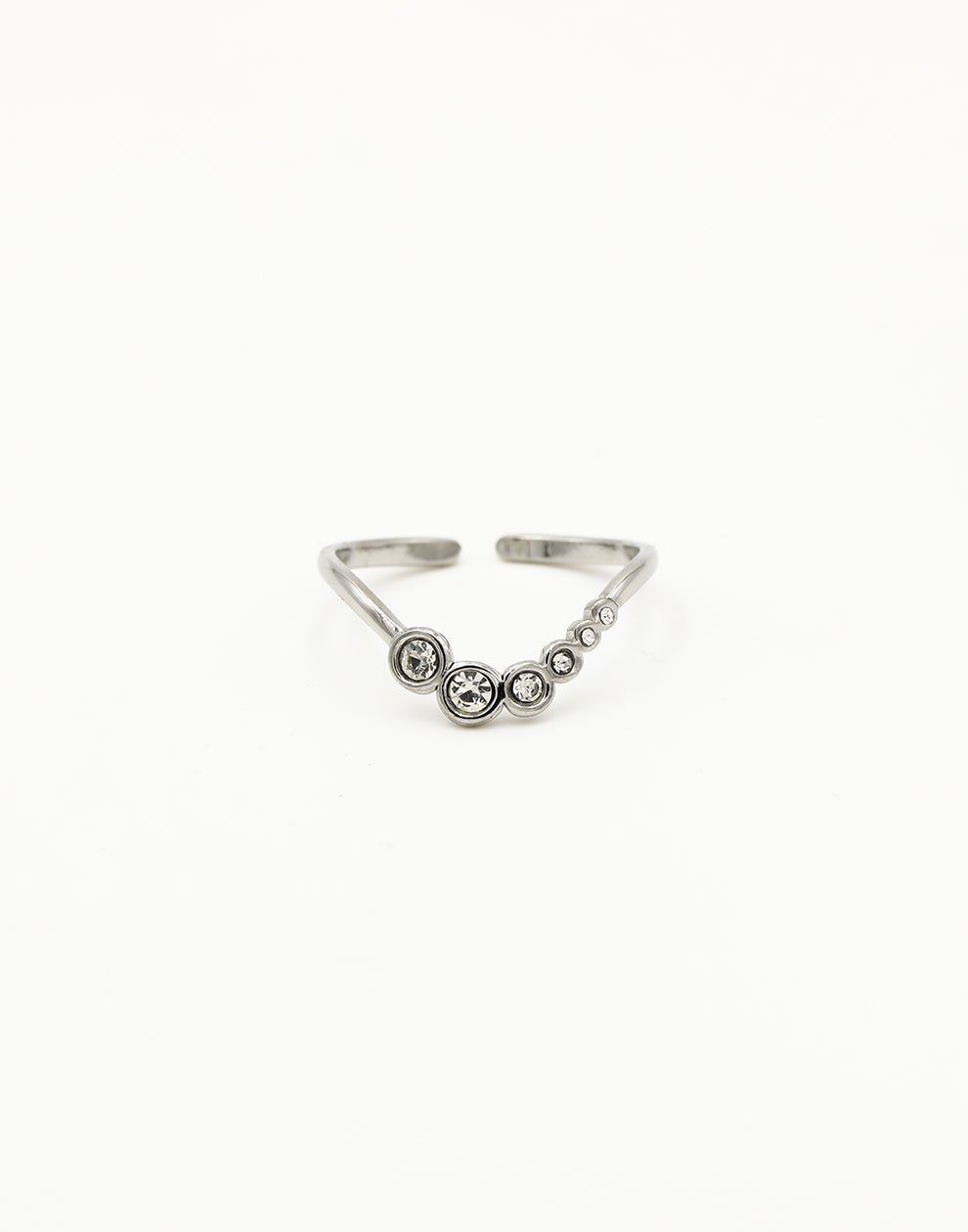 Ring wave met steentjes zilverkleurig