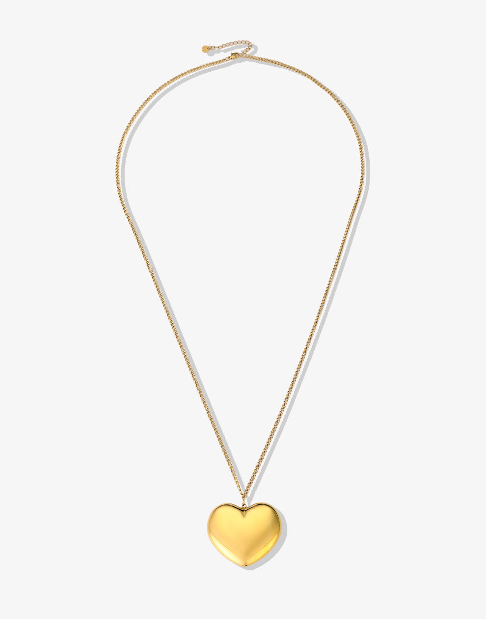 Lange ketting massief hart goudkleurig