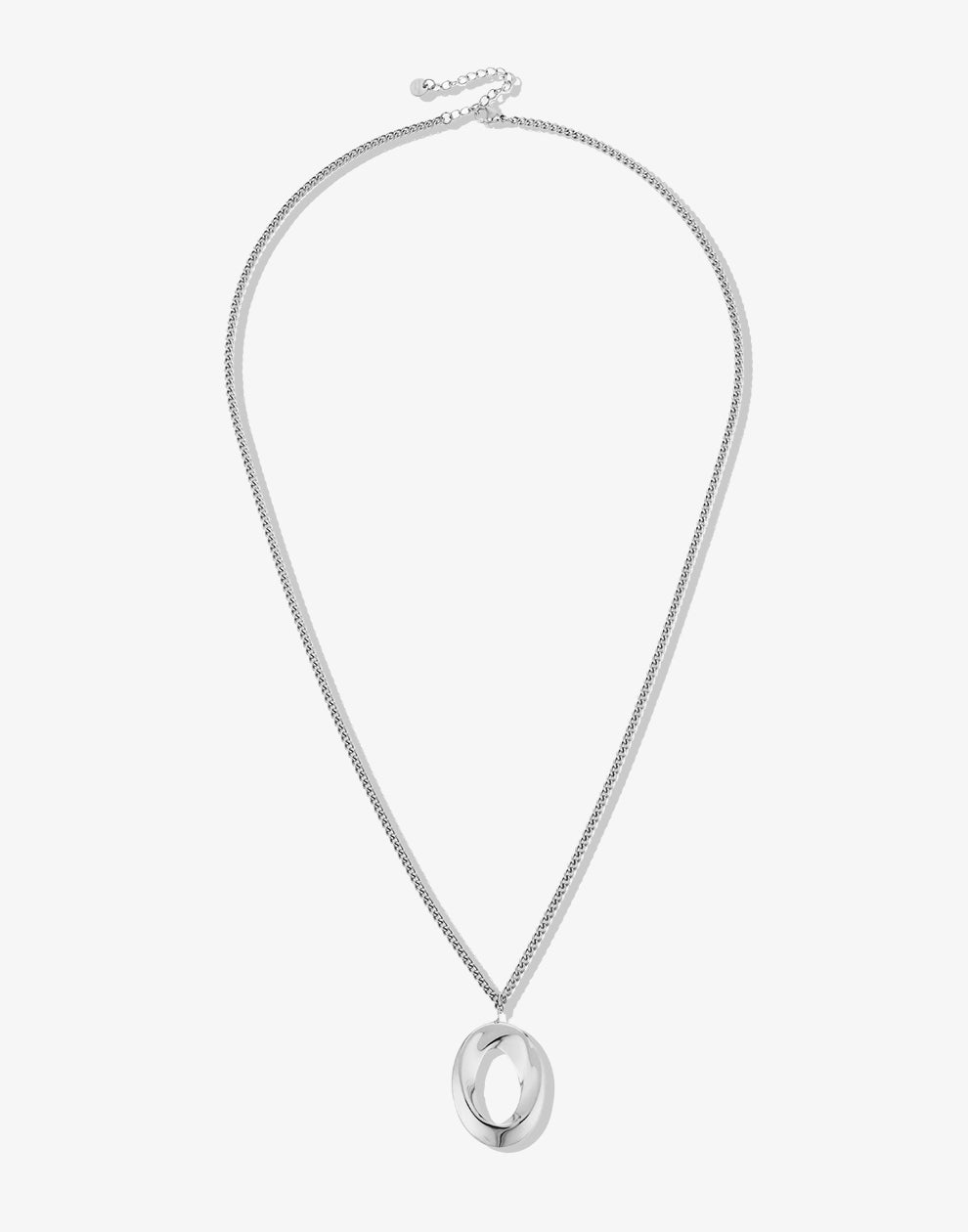 Lange ketting abstract zilverkleurig