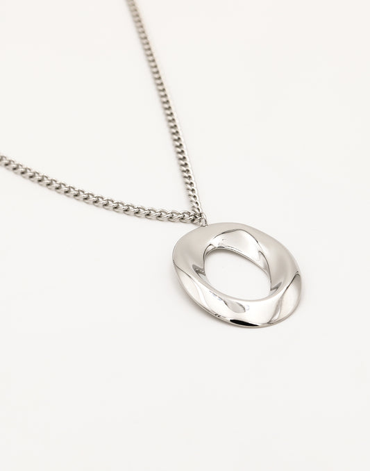 Lange ketting abstract zilverkleurig