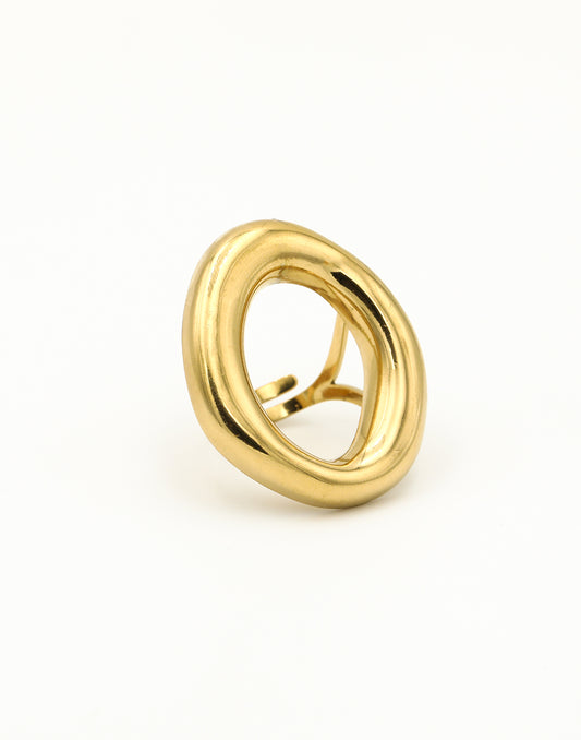 Statement ring ovaal goudkleurig