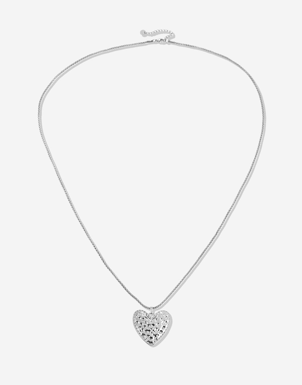 Lange ketting bedrukt hart zilverkleurig