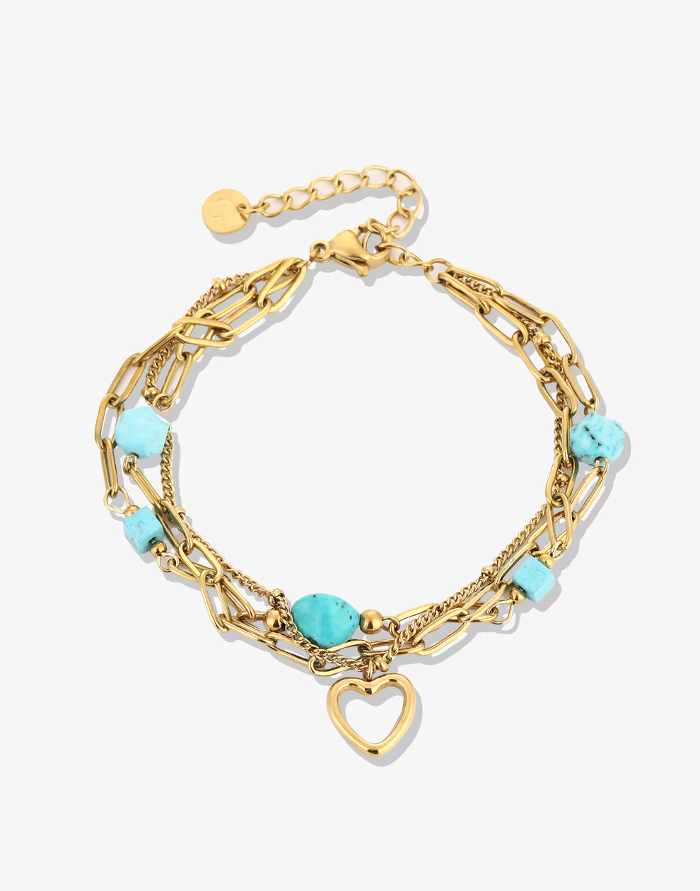 Schakelarmband kralen hart blauw