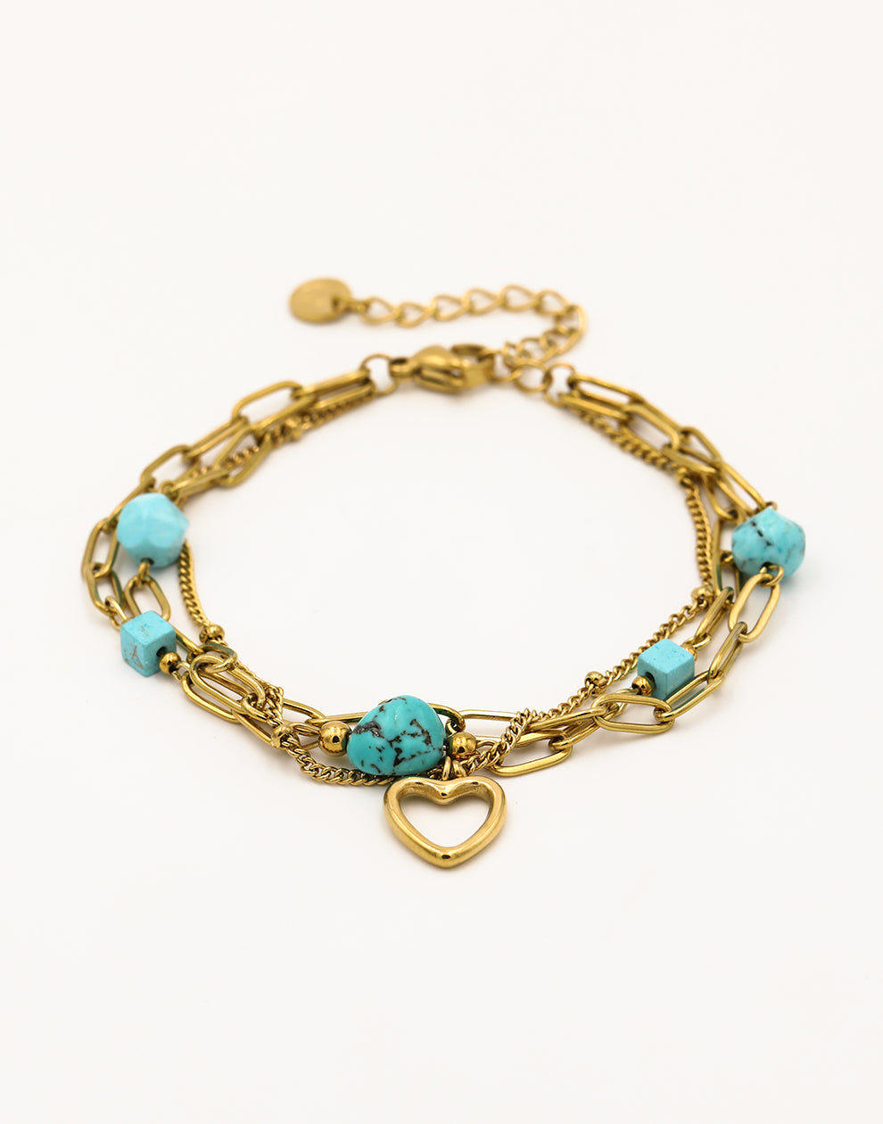 Schakelarmband kralen hart blauw