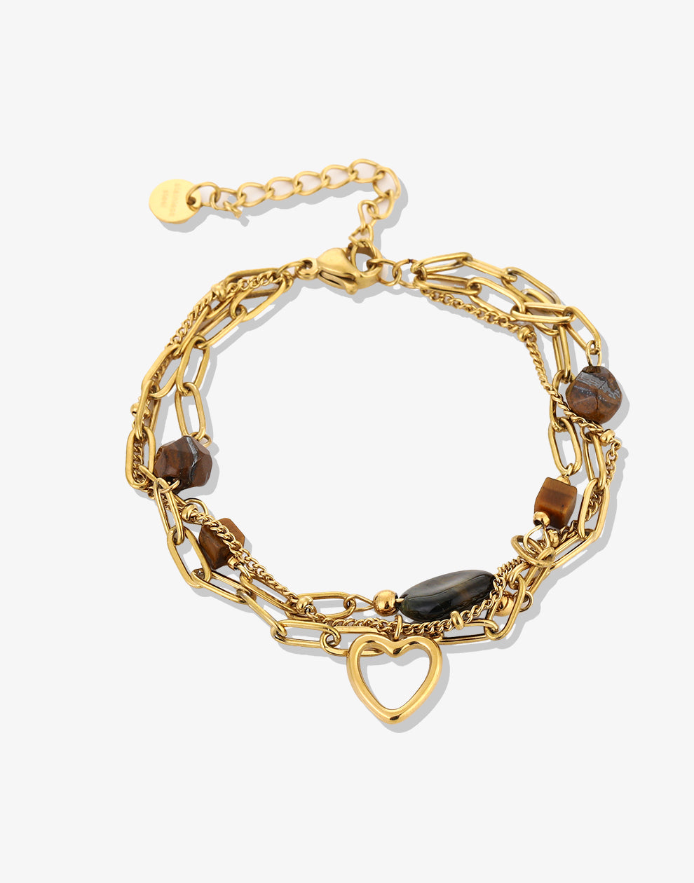 Schakelarmband kralen hart tiger eye