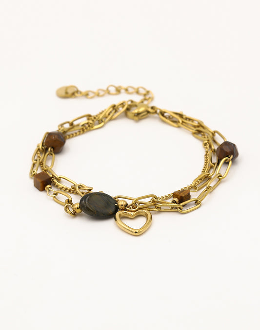 Schakelarmband kralen hart tiger eye