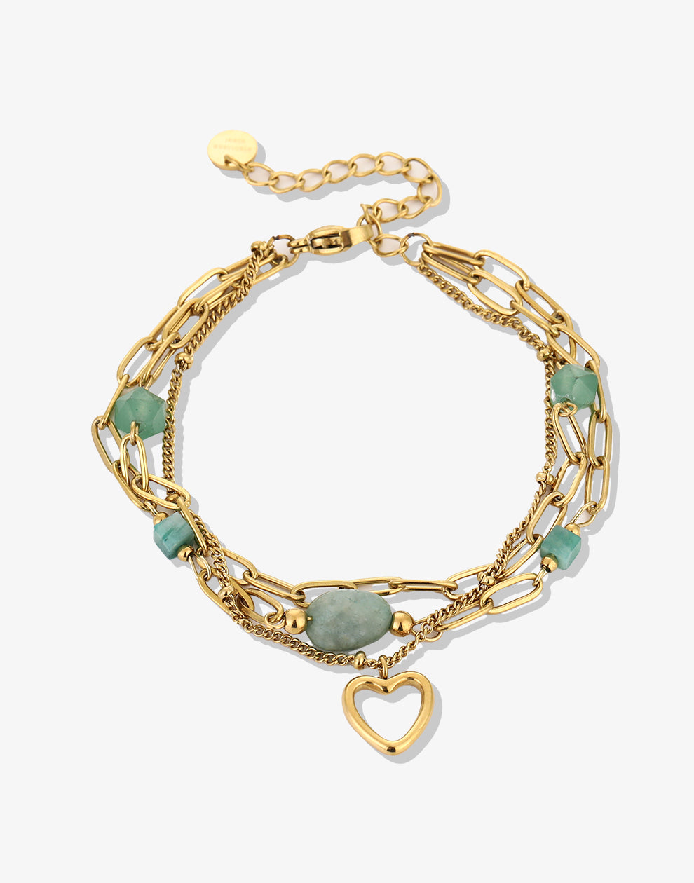 Schakelarmband kralen hart groen