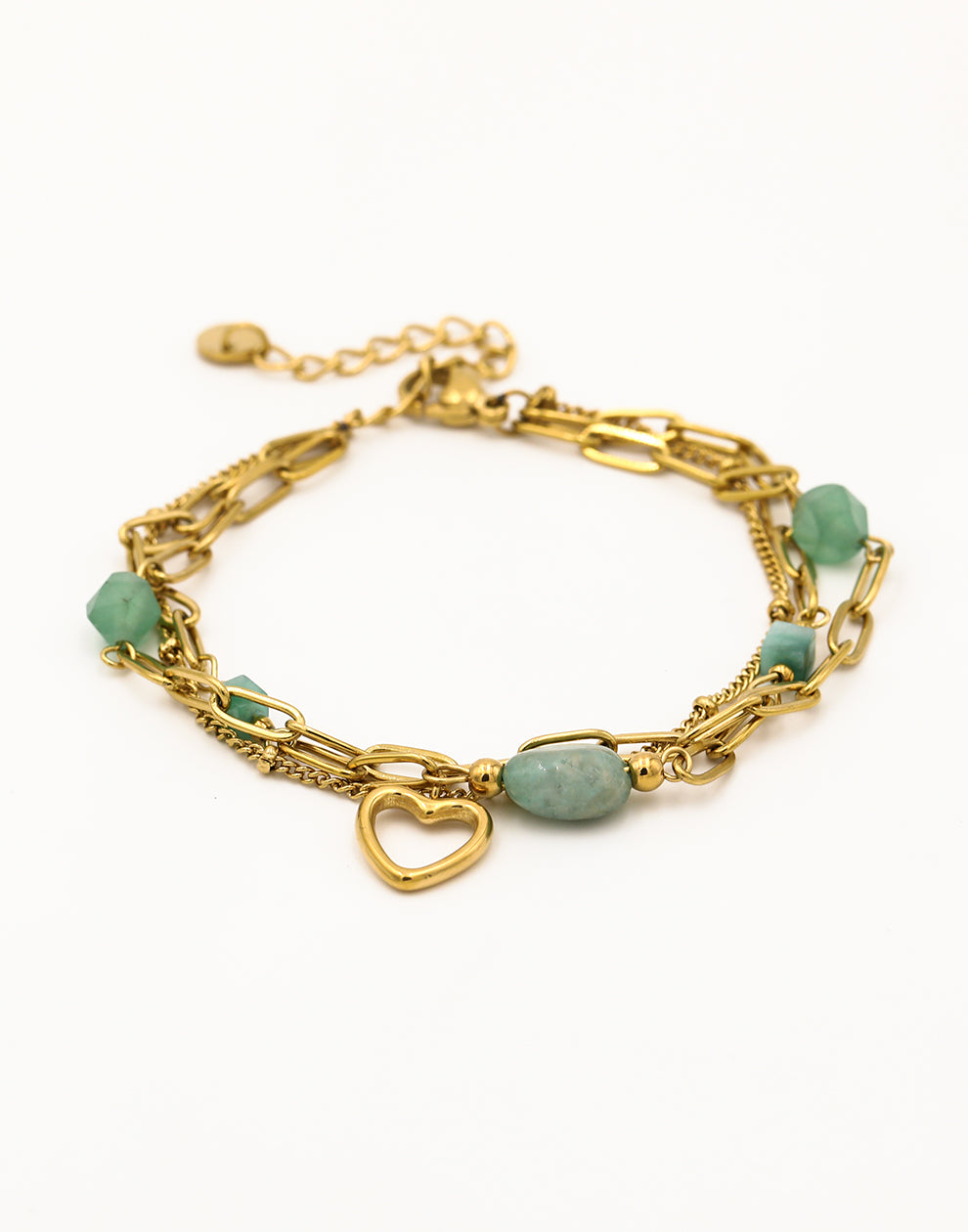 Schakelarmband kralen hart groen