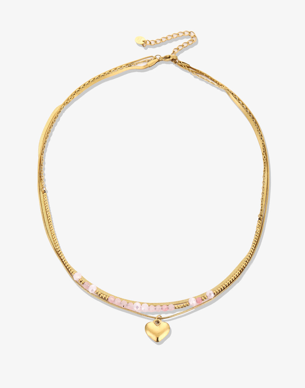 Hartjes ketting roze kralen snake