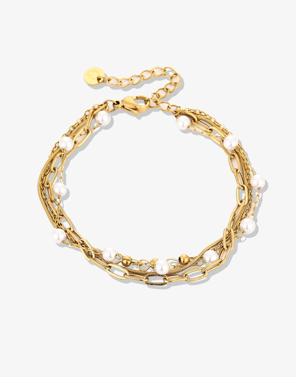 Triple schakelarmband parels