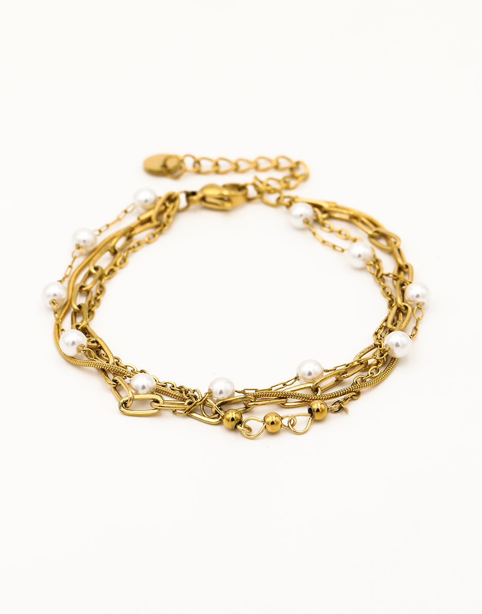 Triple schakelarmband parels