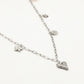 Bedelketting bloemen en hartjes 70cm zilverkleurig