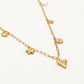 Bedelketting bloemen en hartjes 70cm goudkleurig