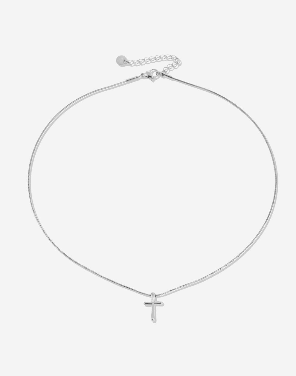 Ronde ketting kruisje zilverkleurig