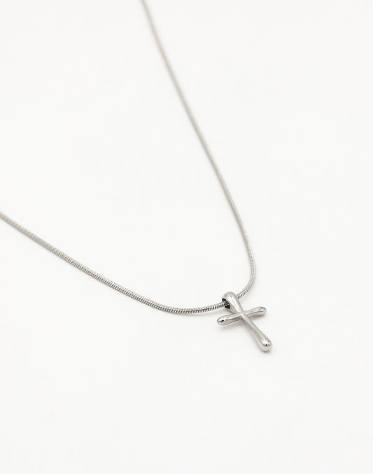 Ronde ketting kruisje zilverkleurig
