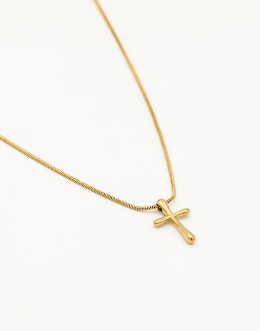 Ronde ketting kruisje goudkleurig