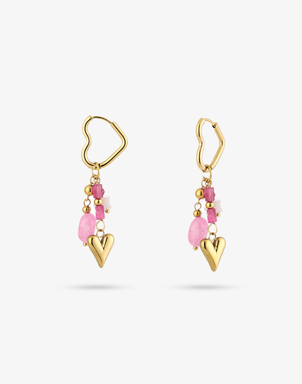 Hartvormige hoops kralen hart fuchsia