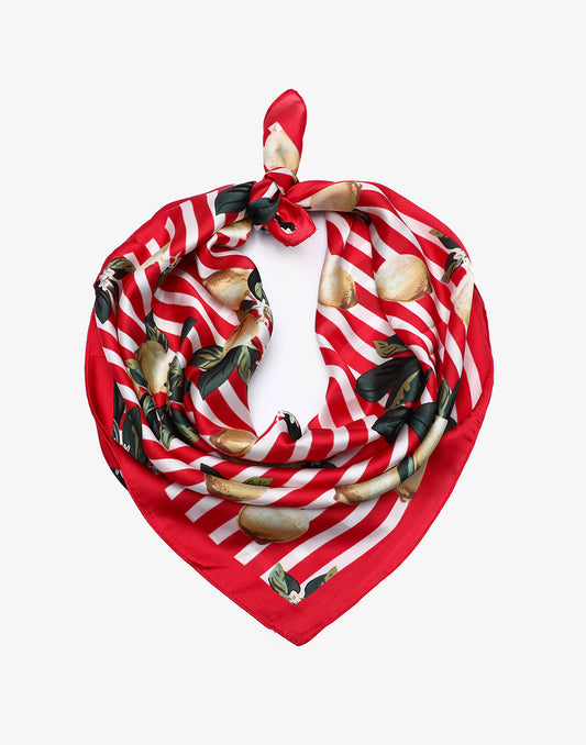 Vierkante sjaal stripes lemons rood