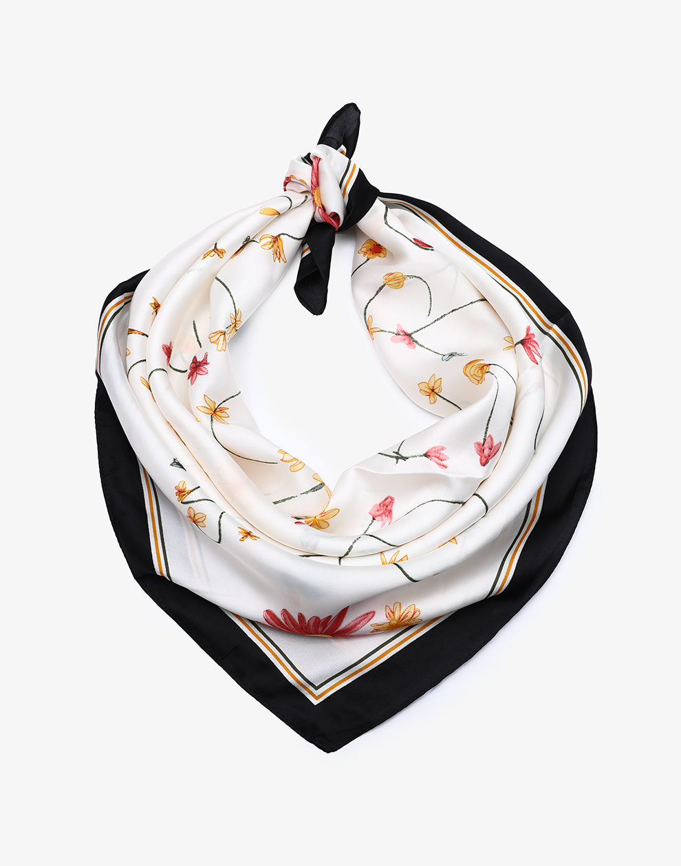 Vierkante sjaal flowers zwart