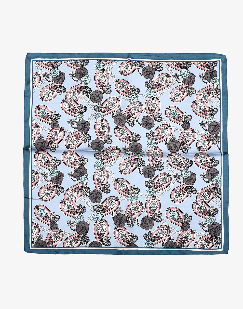 Vierkante sjaal roses blauw
