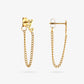 Oorsteker triple heart chain goudkleurig