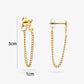 Oorsteker triple heart chain goudkleurig