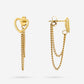 Oorsteker open hart met chains goudkleurig