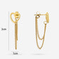 Oorsteker open hart met chains goudkleurig