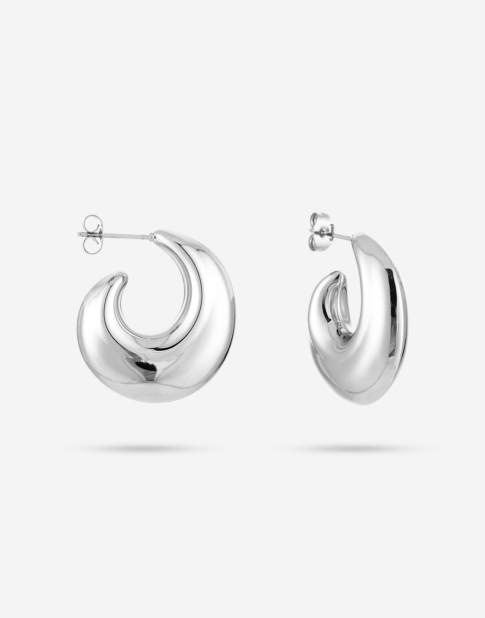 Chunky halve maan hoops zilverkleurig