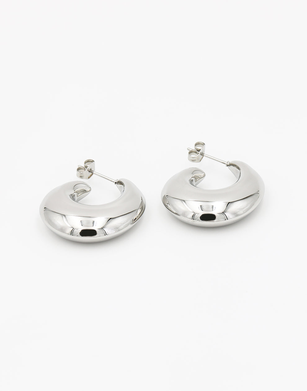 Chunky halve maan hoops zilverkleurig