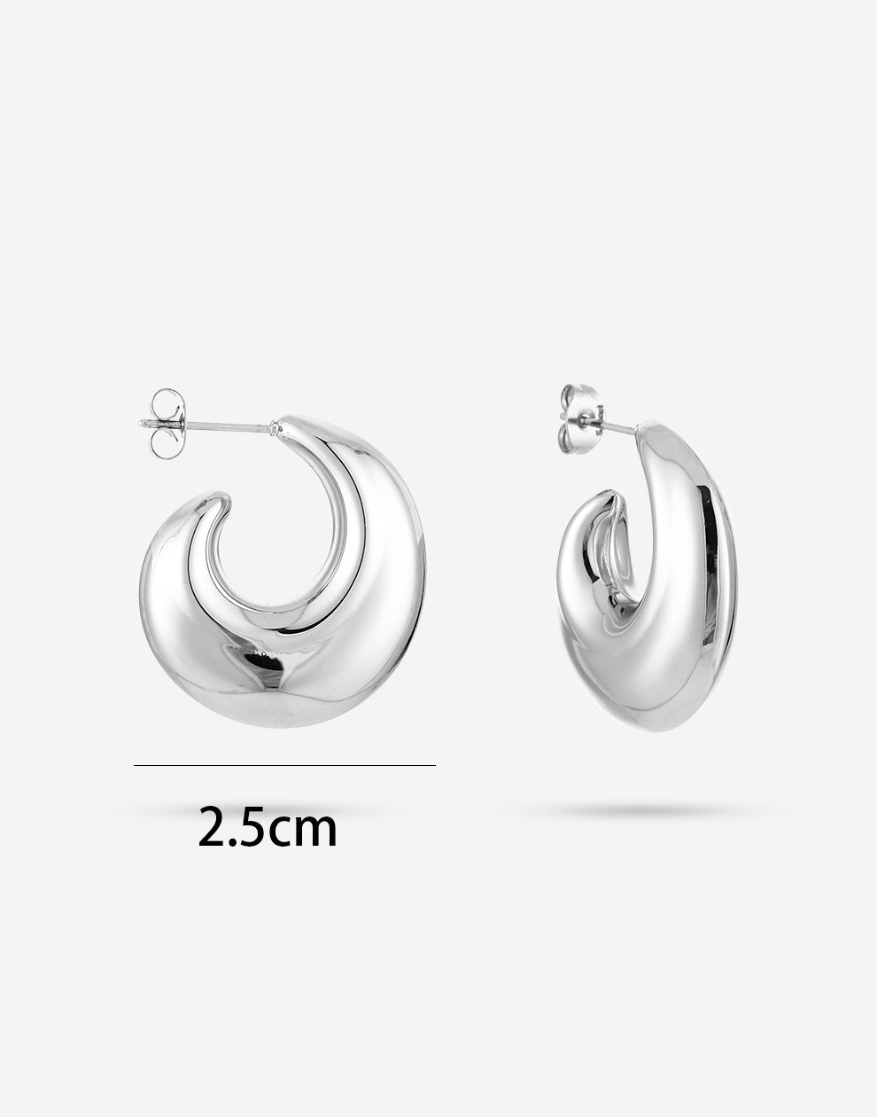 Chunky halve maan hoops zilverkleurig