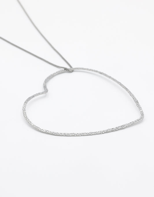 Lange ketting XL hart zilverkleurig