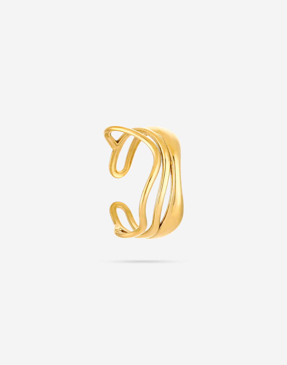 Ring triple wave goudkleurig