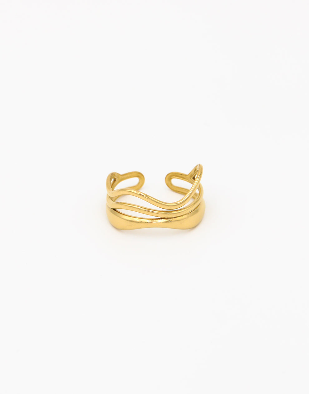 Ring triple wave goudkleurig
