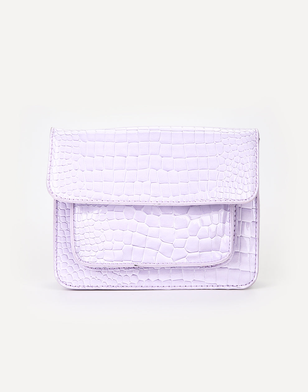 Schultertasche mit Krokodilmuster, Lila