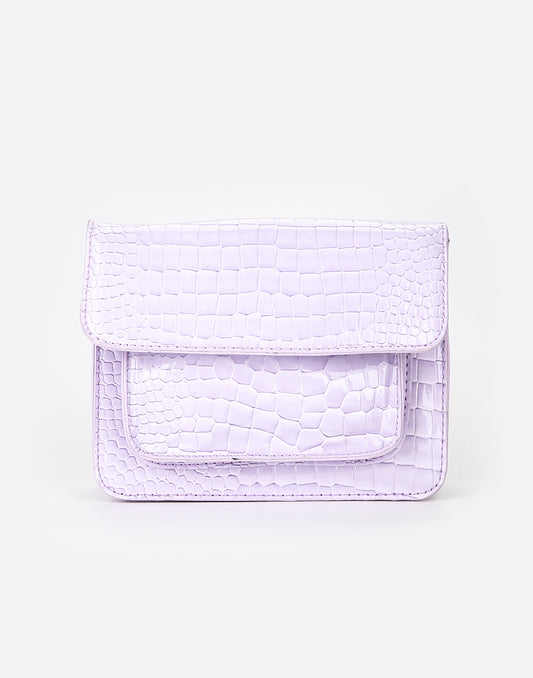 Schoudertas Croco print lila