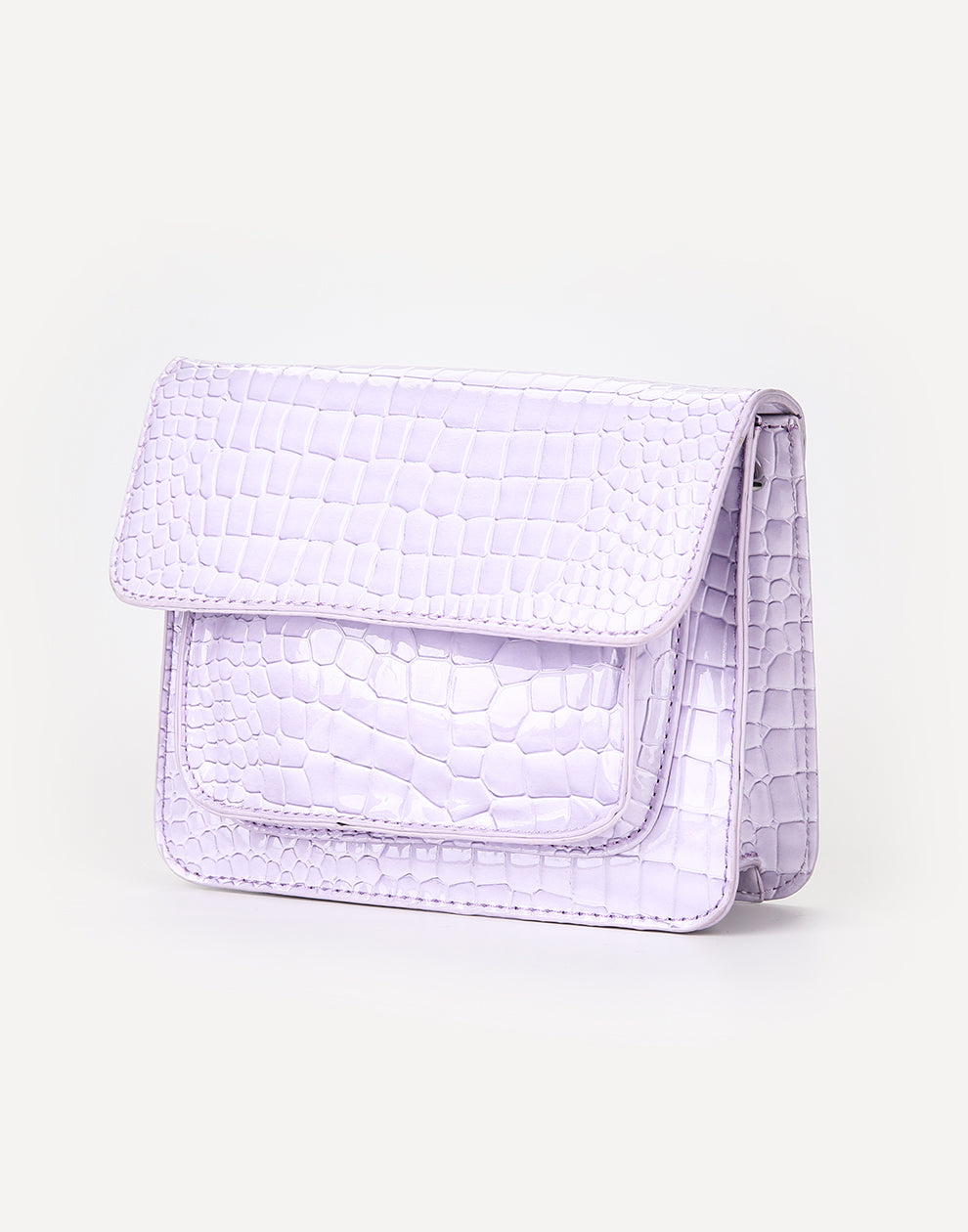 Schultertasche mit Krokodilmuster, Lila