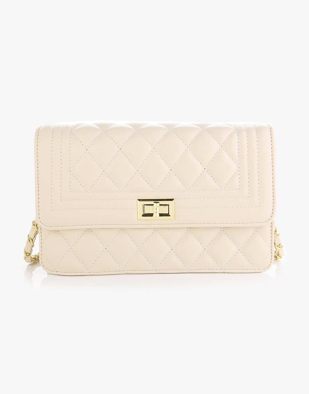 Schultertasche, genäht, beige