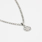 Platte schakelketting smiley zilverkleurig