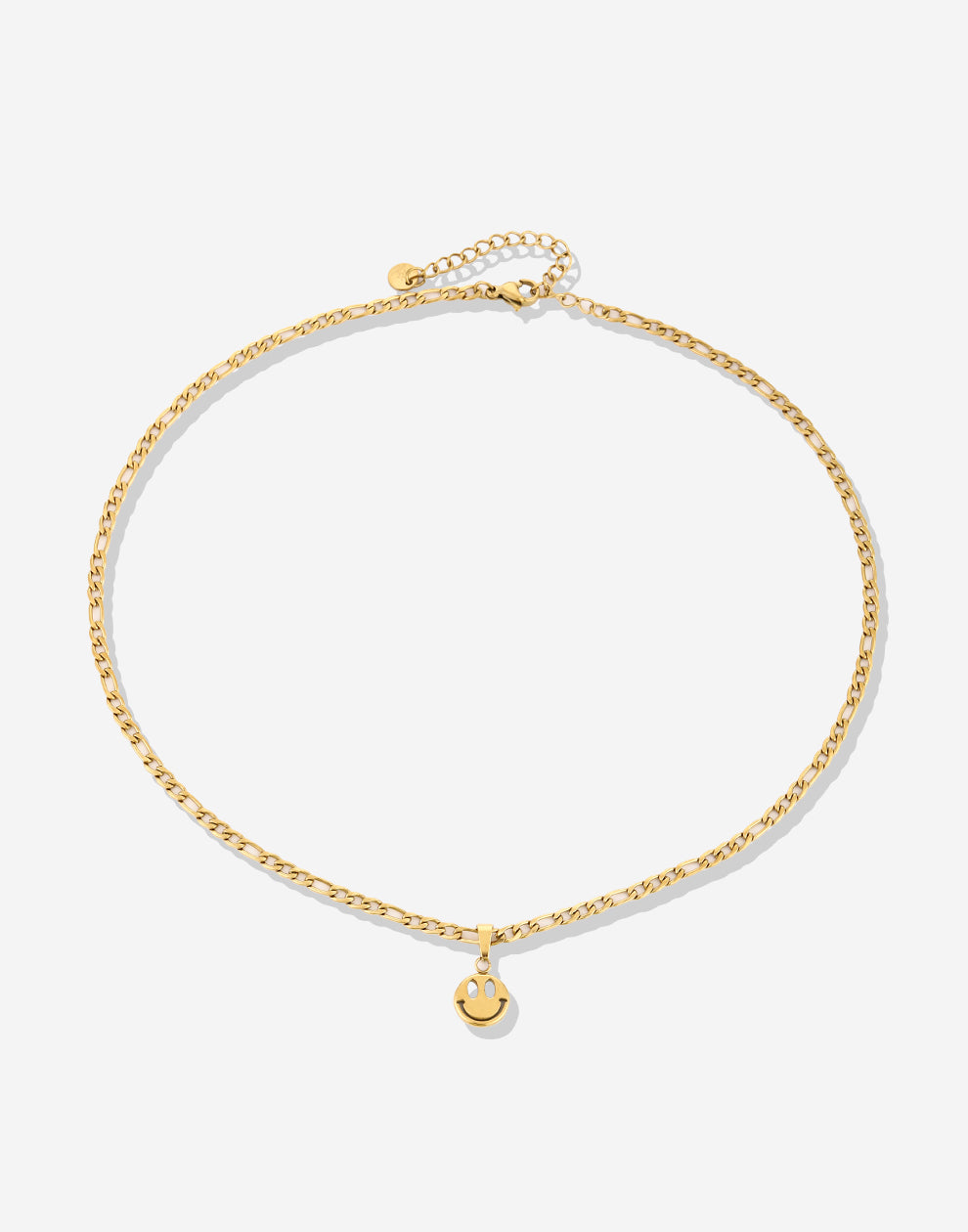 Platte schakelketting smiley goudkleurig
