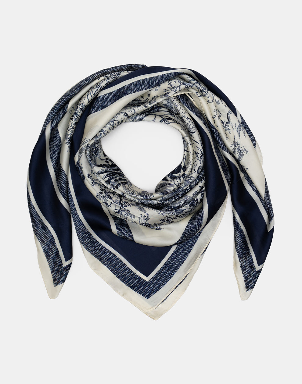 ﻿Vierkant sjaaltje nature navy