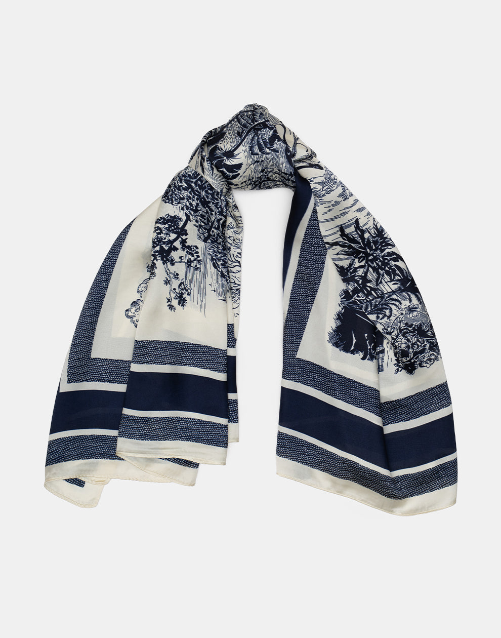 ﻿Vierkant sjaaltje nature navy